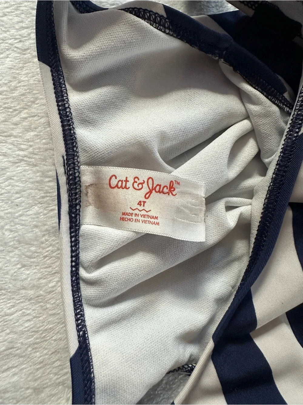 Cat & Jack Striped One Piece Swimsuit in Navy White Toddler Girls Size 4T